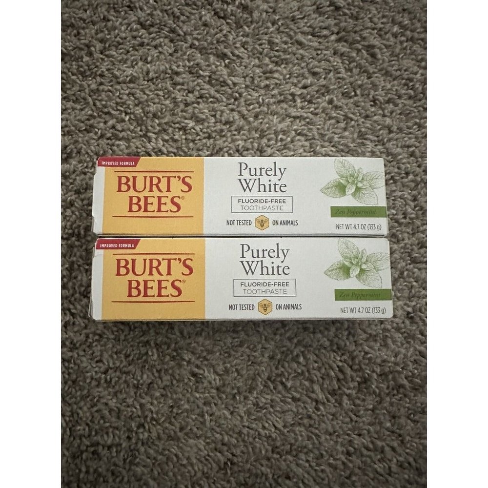 Burt's Bees Purely White Fluoride-Free Toothpaste 4.7oz. Lot Of 2. New. Exp 1/25